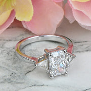 2.50 CT Radiant Cut Lab Grown Diamond Three Stone Engagement Ring Mapple Gems